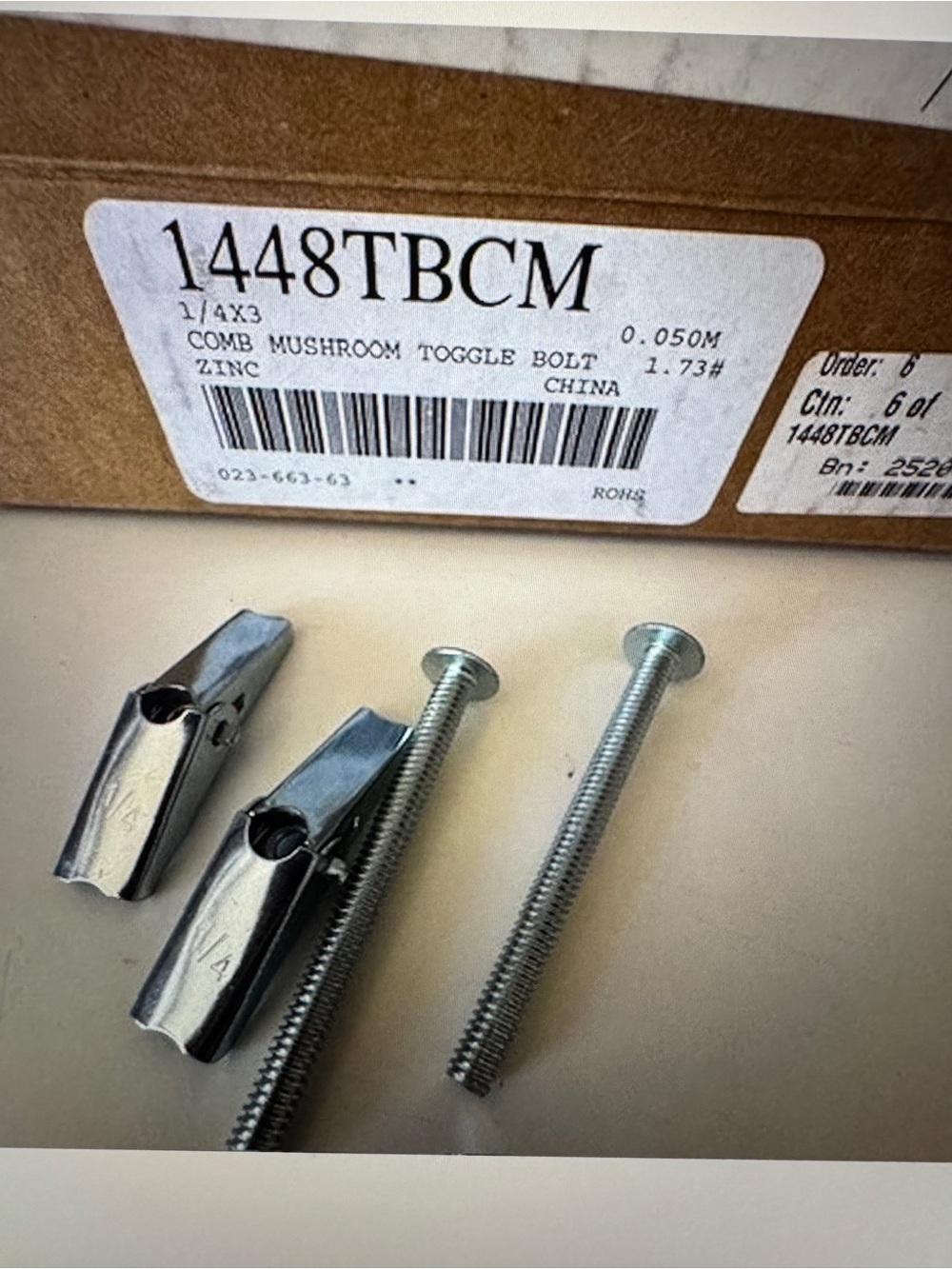 Zinc Mushroom Toggle Bolt - Silver